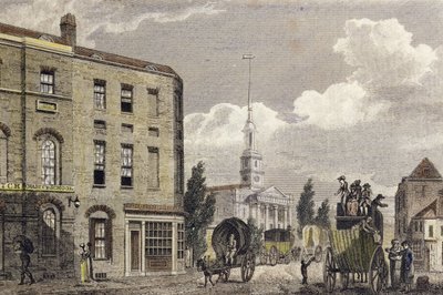 Entrance to London at Shoreditch Church, 1810 by Robert Blemell Schnebbelie